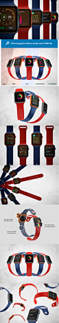 高品质的Apple Watch Mockup智能手表VI样机展示模型mockups