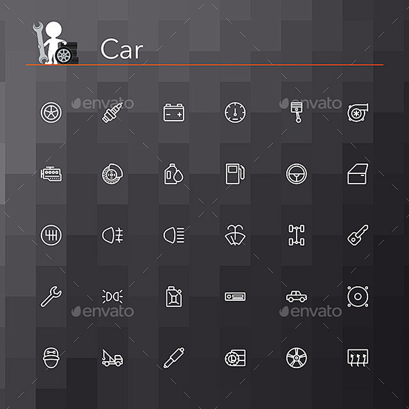 Car Line Icons - Obj...