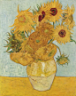 向日葵 荷兰 梵高 油画 德国慕尼黑新美术馆 1889 《向日葵》是荷兰画家梵高绘画的一系列静物油画。当中有三幅绘有十五朵向日葵，另有两幅绘有十二朵向日葵。画家1888年8月在法国南部阿尔勒绘画了第一幅十五朵的 《向日葵》 (藏于英国伦敦英国国家美术馆)和第一幅十二朵的《向日葵》 (藏于德国慕尼黑新美术馆)，其余的作品在翌年1月绘成。全部作品都画在 93 × 72 厘米 (37" × 28") 的帆布上。1887年他另外在巴黎绘画了一套四幅的向日葵静物画。画家在1888年夏末开始工作，
