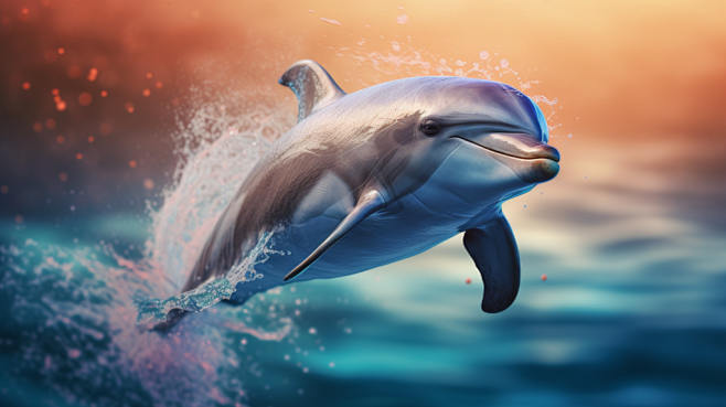 可爱的海洋生命海豚跳跃海洋动物摄影图片