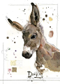 Donkey by Jane Crowther for Bug Art greeting cards.: 