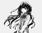 anime girl black and white - Google 搜尋