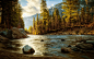 General 1920x1200 landscape nature river forest fall mountains snow trees sunlight