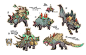 Path of Fire- Mounts, Carlyn Lim : More mounts explorations. With some of these i was thinking they were more naturalistic, like ambient creatures you could capture (with the right bait/food) to ride on. Players could see some running in a herd, others as