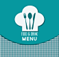 清新菜单设计矢量素材，素材格式：AI，素材关键词：菜单,厨师帽,刀叉,广告设计
