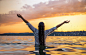 People 1920x1228 women model brunette long hair women outdoors nature wet hair wet clothing wet body water drops water rear view see-through clothing sunset blouses wavy hair arms up Veronika clouds