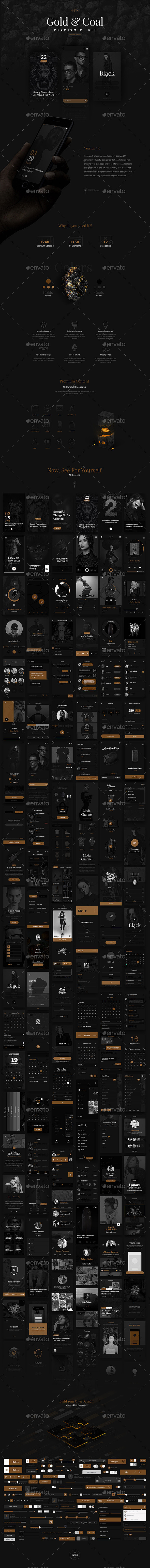 逼格爆棚的黑金风UI Kit打包下载[P...