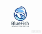 Blue Fish蓝色鱼logo设计欣赏 _T   图形图标设计采下来 #率叶插件，让花瓣网更好用#