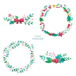 手绘水彩 圣诞主题 树叶圆环 手绘花卉设计PSD ti367a13907