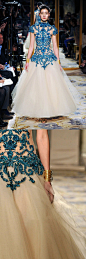 Marchesa FW 2012,蓝色+薄纱，复古优雅