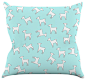 Monika Strigel "Baby Llama Multi" Blue White Throw Pillow (16" x 16") contemporary-decorative-pillows