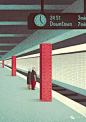 【意大利插画家Davide Bonazzi 的“Day Trippers”系列插画欣赏】
——  即使是在等地铁，你也轻轻依着我。