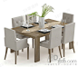 欧式田园实木餐桌现代时尚简约小户型餐桌椅组合 饭桌子 餐桌椅组合 3d模型