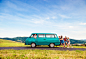 Jumping frieds with campervan, green nature and blue sky by Jozef Polc on 500px