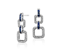 Blue Sapphire and Diamond Geometric Drop Earring in 18k White Gold