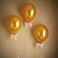 Pink and Gold Birthday Party Decorations - Gold balloons with Pink Bows (12") 8CT + Curling Ribbon: 