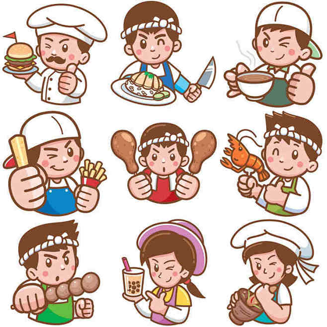 V016卡通厨师游戏动画人物餐馆食物可爱...
