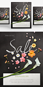 [美工云]春天气息鲜花打折促销海报PSD模板Spring flower Sale Poster#ti289a5920 :  