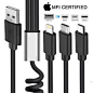 Apple MFI 3 in1 USB 2.0 to Micro USB Lightning USB-C Charge Cable iPhone Samsung