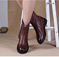 2014新款马丁靴女中跟真皮休闲短靴子圆头短筒单靴舒适铆钉女靴-tmall.com天猫