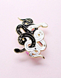 Black & white snake enamel pin