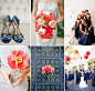 Navy and Neon Coral Wedding Color Inspiration
