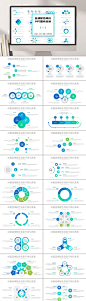 蓝绿配色简约流程图表合集工作汇报PPT