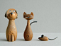 #图图采集#实木摆件，猫与狗与鼠的故事