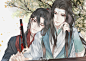 ✔《魔道祖师》魏无羡 蓝忘机 古风耽美BL 古风纯爱插画 同人手绘