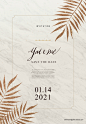 莫兰迪风简约婚礼邀请函封面植物抽象纹理海报psd设计素材图