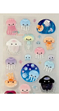 Kawaii Jelly Fish epoxy Sticker - Scrapbooking, korean stickers, under the sea, underwater, diary stickers, planner stickers