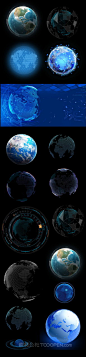 可视化球状地图样式地球PS分层素材