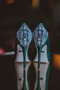 Badgley Mischka heels, photo by Amber Gress http://ruffledblog.com/long-island-city-wedding #weddingshoes #highheels