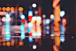 light, the city, bokeh, street, the evening, lights, night, puddles