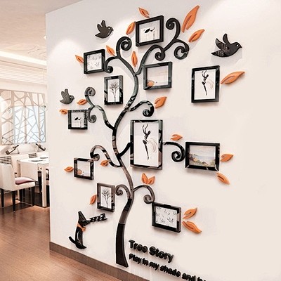 照片树 创意3D亚克力立体墙贴相框组合树...