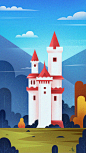城堡风景肌理插画