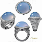 GABRIELLE'S AMAZING FANTASY CLOSET | Cartier | Large Oval Blue Chalcedony Cabochon mounted in a White Gold, Diamond Pave Ring |: 