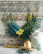 simple tutorial to make a gorgeous DIY tropical wreath complete with palm leaves, monstera and orchid blooms.