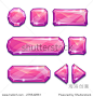 Set of pink crystal buttons, isolated on white