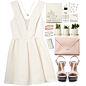 A fashion look from October 2013 featuring fit and flare dress, t-strap sandals and pink purse. Browse and shop related looks.