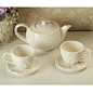 礼品批发 英式下午茶茶具套装 白色浮雕蕾丝茶壶茶杯套装 咖啡杯 想去精选 原创 设计 新款 2013 正品 代购  淘宝