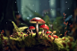 野外雨后森林里的蘑菇菌类摄影图