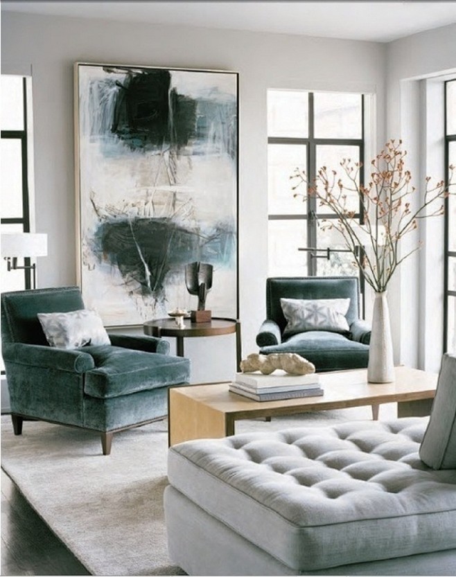灰色优雅混搭客厅-装修效果图,装修图库-...