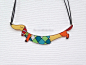 希腊设计师Dafni 手绘有机玻璃棉绳项链 多彩马赛克衣服 腊肠狗-淘宝网