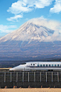 Mt. Fuji and bullet train Shinkansen, Japan