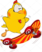 鸡和溜冰板卡通