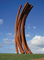 Bernar Venet, 88.5° Arc x 8, 2011, Corten steel, 27 metres high, on location at Gibbs’ Farm, Kaipara. Photo: Dan Chappell