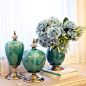 新古典欧式复古客厅家居工艺品软装饰品陶瓷台面花瓶花艺套装摆件-淘宝网