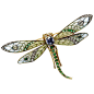 Plique à Jour, Sapphire, Emerald and Diamond Dragonfly Brooch For Sale