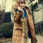 现货 冬装外套2012新款韩国代购超大毛领羊毛呢大衣外套时尚风 女